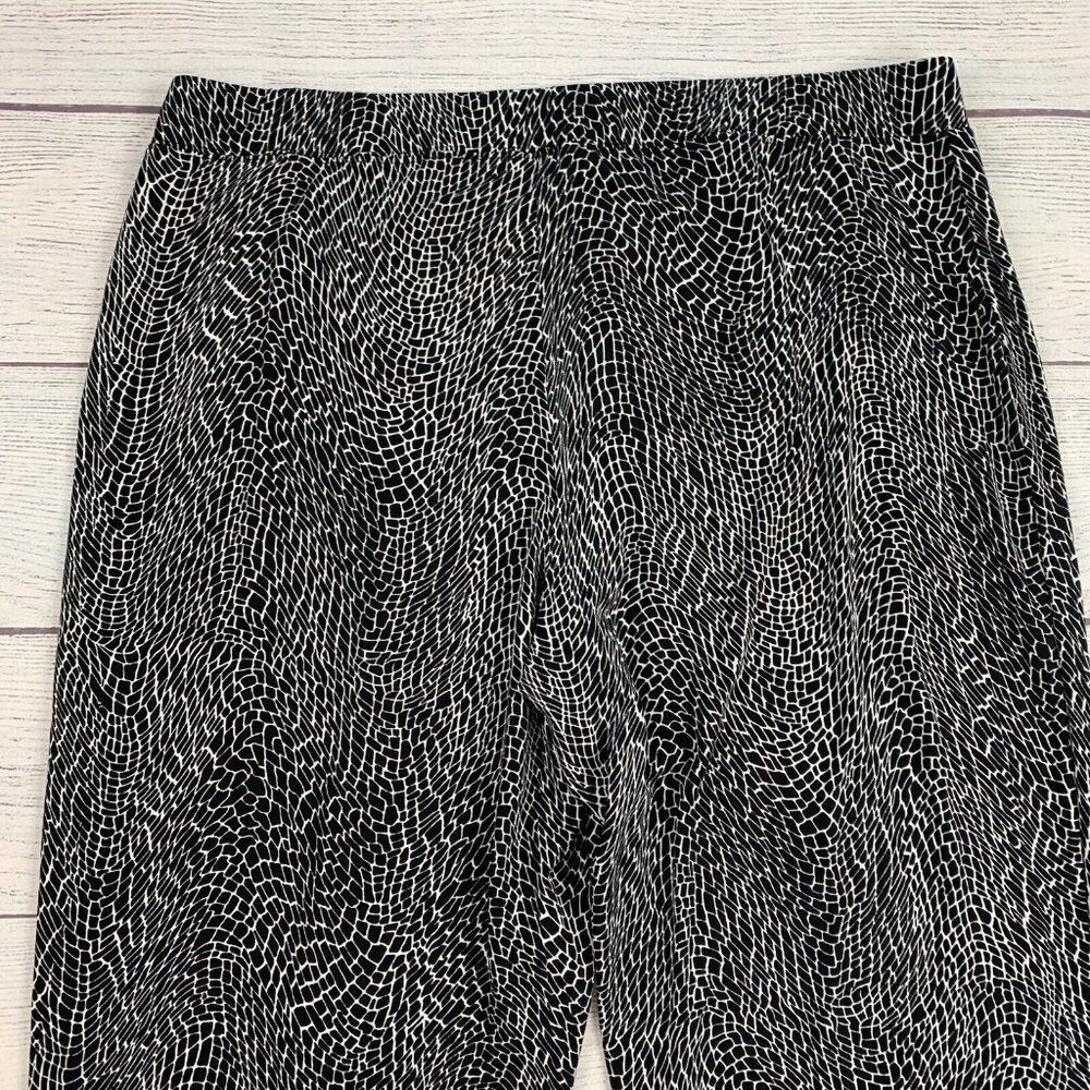 Susan Graver Pants sz XL Palazzo Elastic Waist Pull on Black White 27" Inseam - Picture 9 of 9